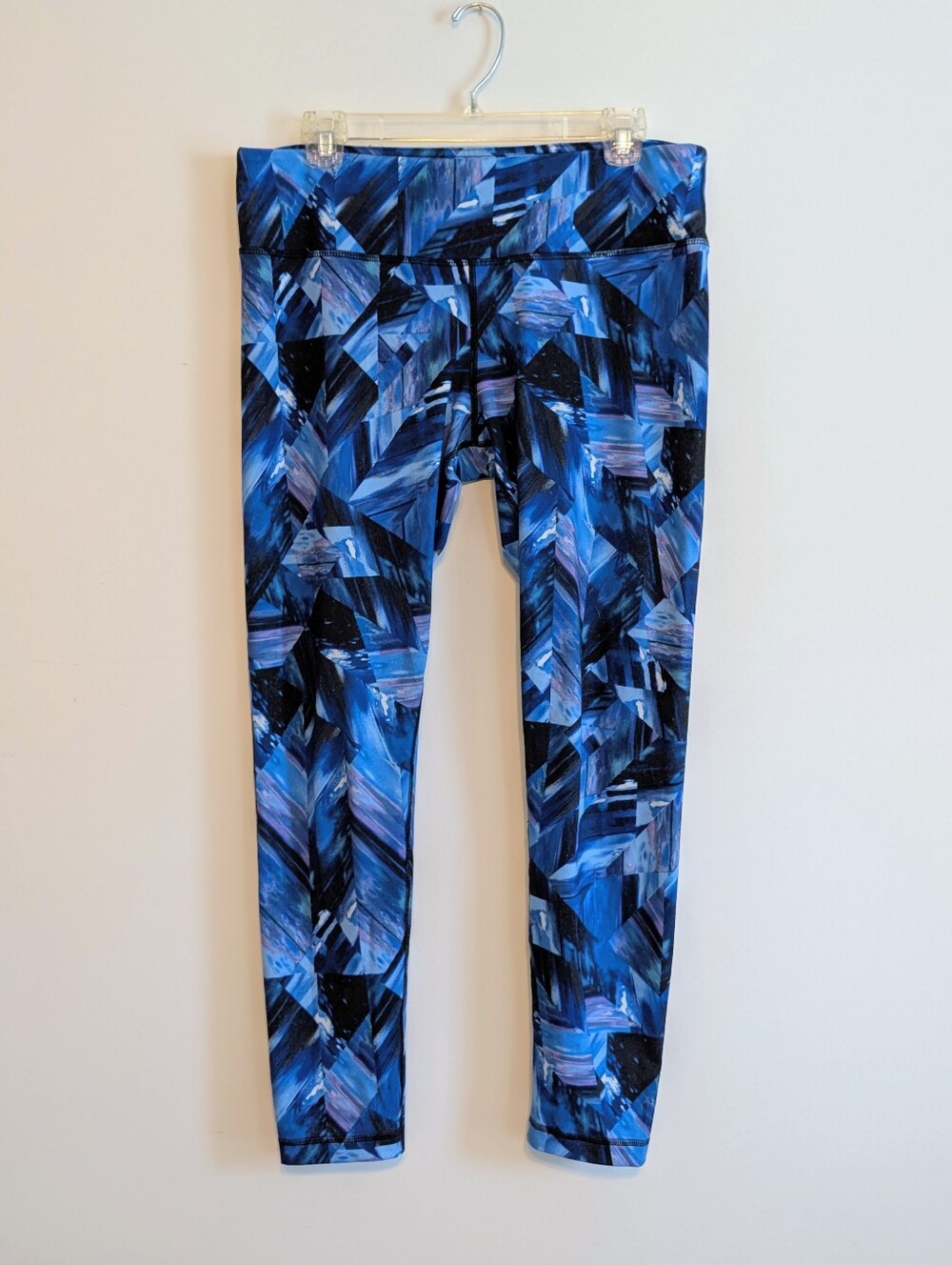 90 Degree by Reflex Wonen’s Blue Abstract Printed Athletic Leggings Large